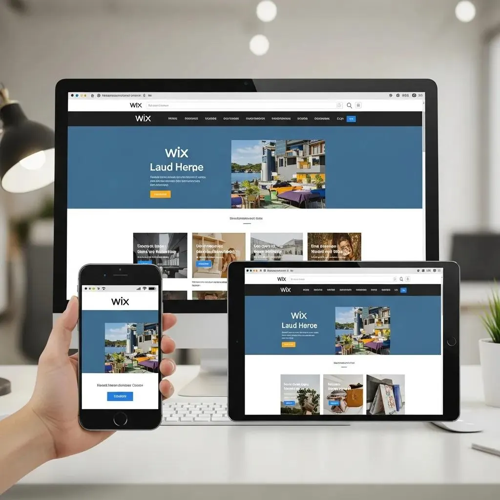 Multiple devices showing a responsive Wix website design, emphasizing adaptability
